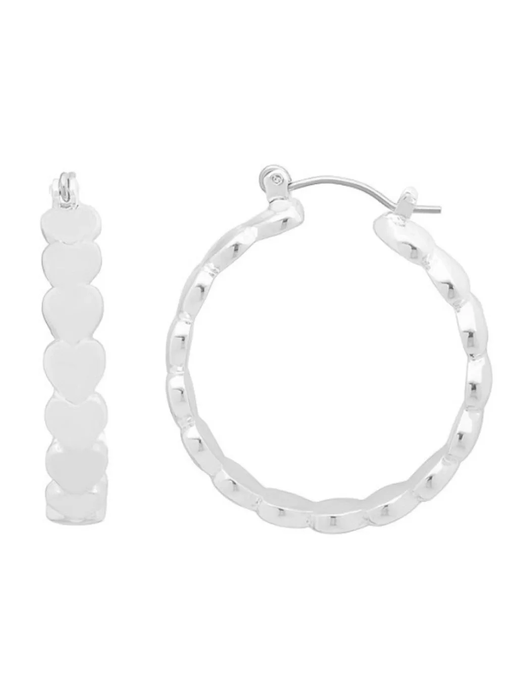 LC Lauren Conrad Silver Tone Heart Hoop Earrings (NWT)